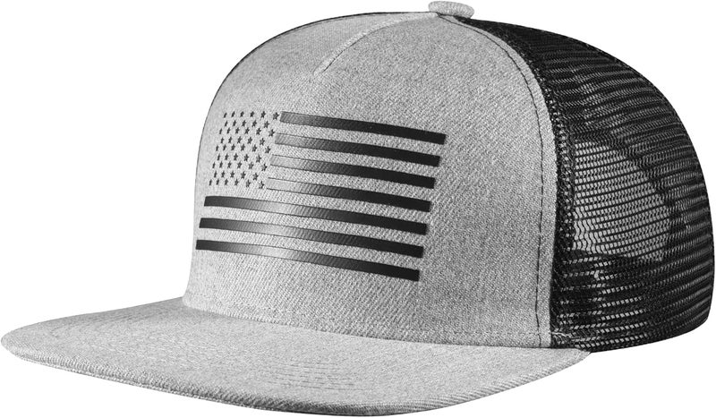 UALON Baseball Cap, Snapback Trucker Hat for Men & Women with American Flag and Adjustable, Breathable Mesh, Flat Bill Hats - Image 1